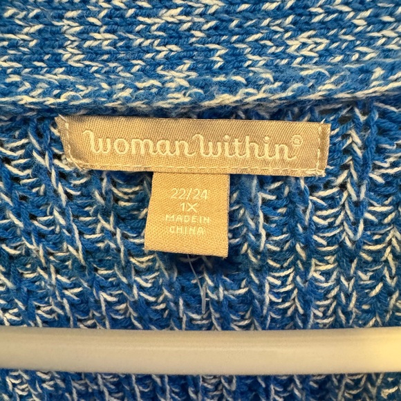 New Without Tags Woman Within Cardigan Sweater 1X Blue Marled - Picture 9 of 9